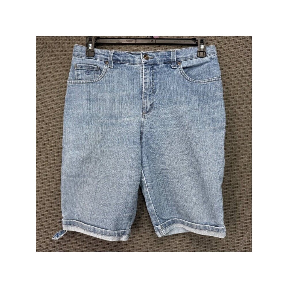 Gloria Vanderbilt Womens Size ???? Blue Amanda Denim Bermuda Shorts Cuffed Hem